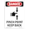 Signmission OSHA Danger Sign, Pinch Point Keep Back, 18in X 12in Aluminum, 12" W, 18" L, Portrait OS-DS-A-1218-V-1529 - alternate 1